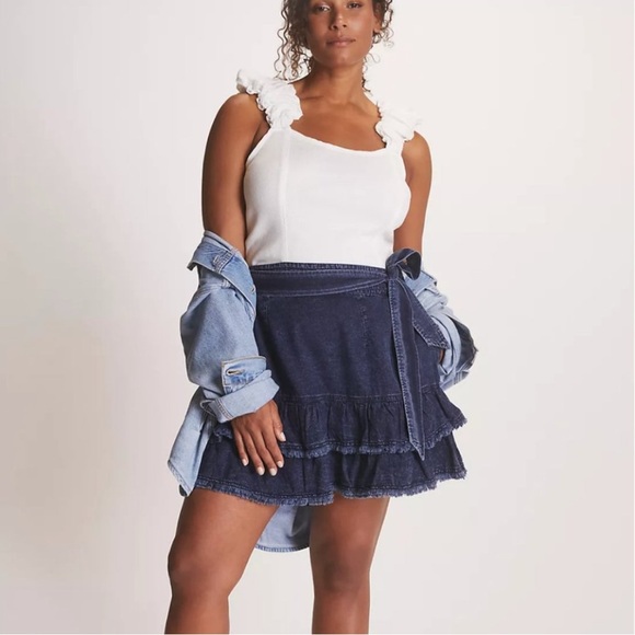 Pilcro Flirty Tiered Denim Mini Skirt - Picture 1 of 6